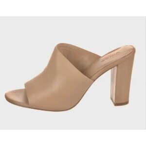 Vince Hanna Leather Sandals Nude/Tan Leather Mules with Open-Toe Design Size 7M